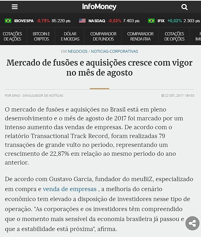 Mercado de fuses e aquisies cresce com vigor no ms de agosto